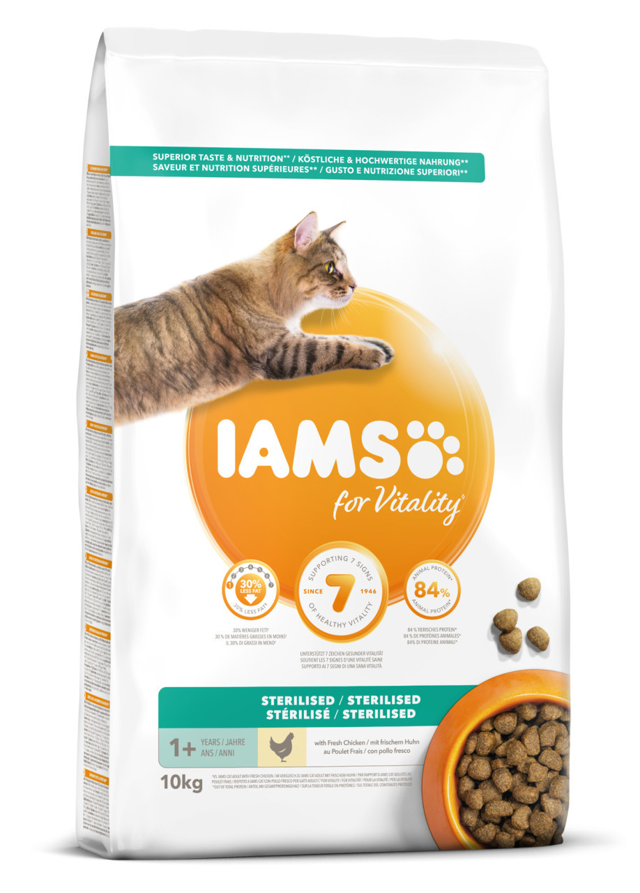 Onverschilligheid Versterker Waakzaamheid IAMS kattenvoer Adult Sterilised chicken 10 kg | Hano voor uw dier