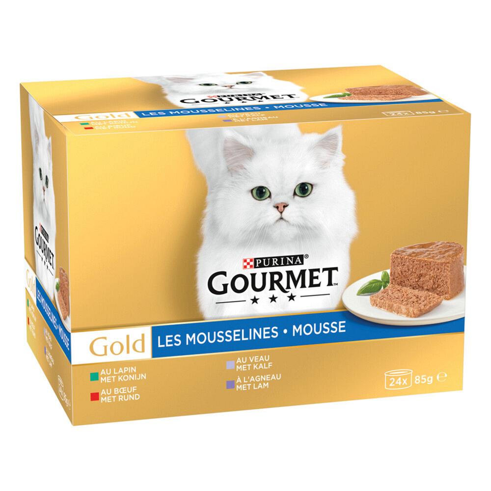 Gourmet Gold Mousse konijn, rund, kalf, lam 24 x gr | Hano voor uw dier
