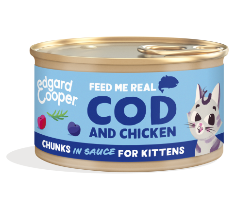 Edgard & Cooper kattenvoer Kitten Kabeljauw & Kip Chunks 85 gr